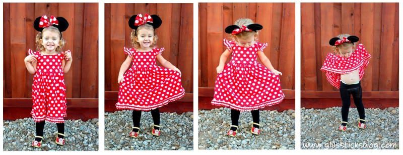 homemade minnie mouse costume with a darling knit fabric.