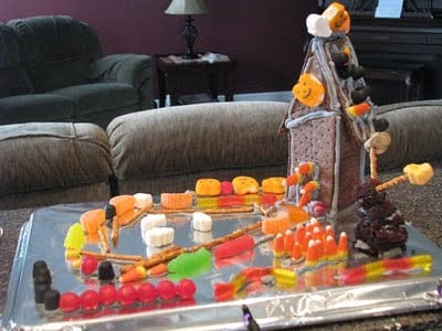 finished gingerbread haunted house