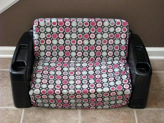 vintage step2 kids sofa painted black and reupholstered