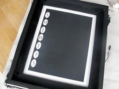 front of chalkboard menu frame