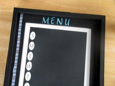 ribbon detail on chalkboard menu