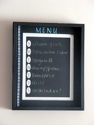 chalkboard menu frame on wall