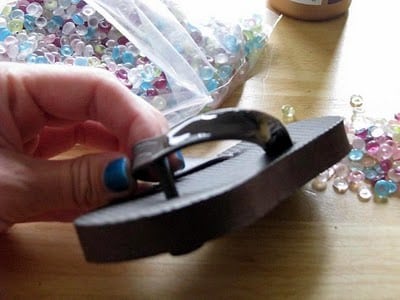 gluing beads to flip flops