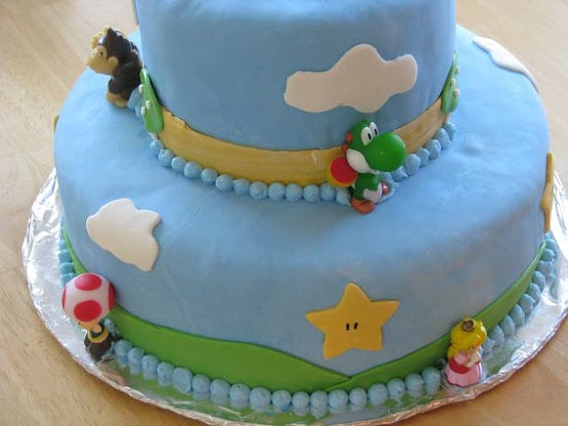 Mario cake with blue fondant