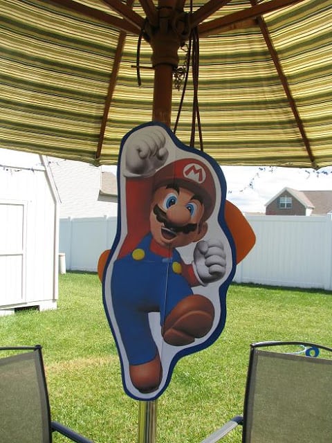 Mario cut out on outdoor table