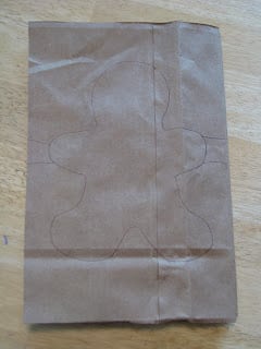 folded paper bag with gingerbread outline