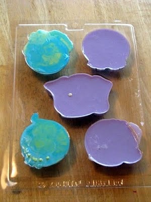 melted soap poured intp soap molds