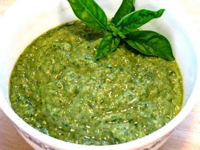 homemade pesto in bowl