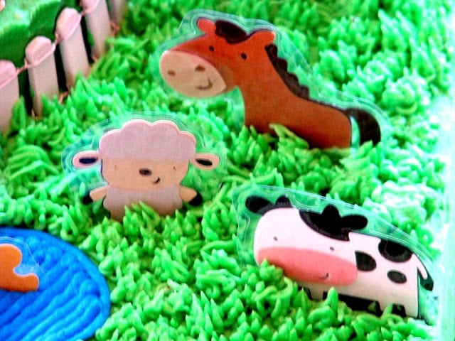 laminated animals on birthday cake