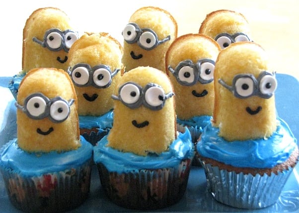 platter of Twinkie minion cupcakes