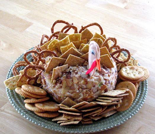 turkey cheese ball on green plate