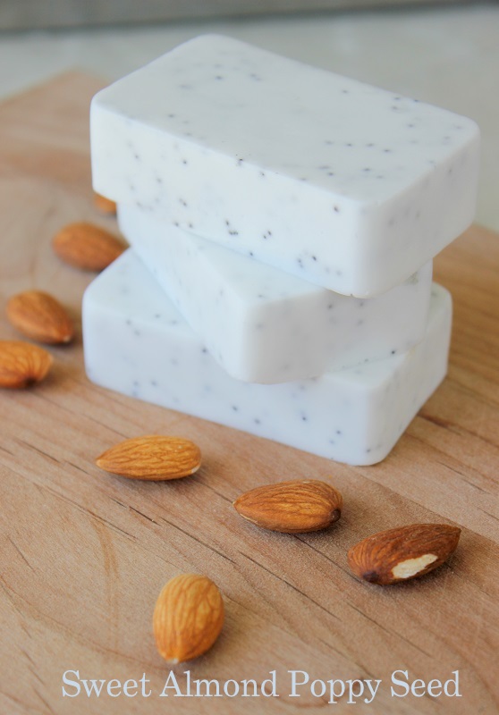 almond poppy seed soap stacked