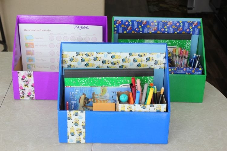 cardboard file boxes decorated