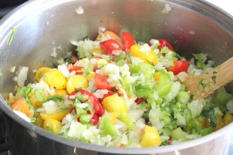 chopped veggies in bowl