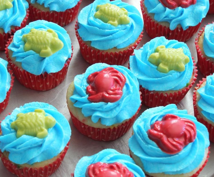 Swedish fish cupcakes