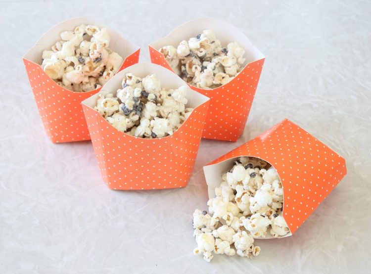 popcorn in orange popcorn boxes