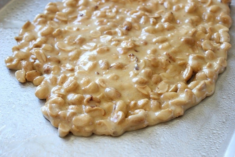 peanut brittle on pan