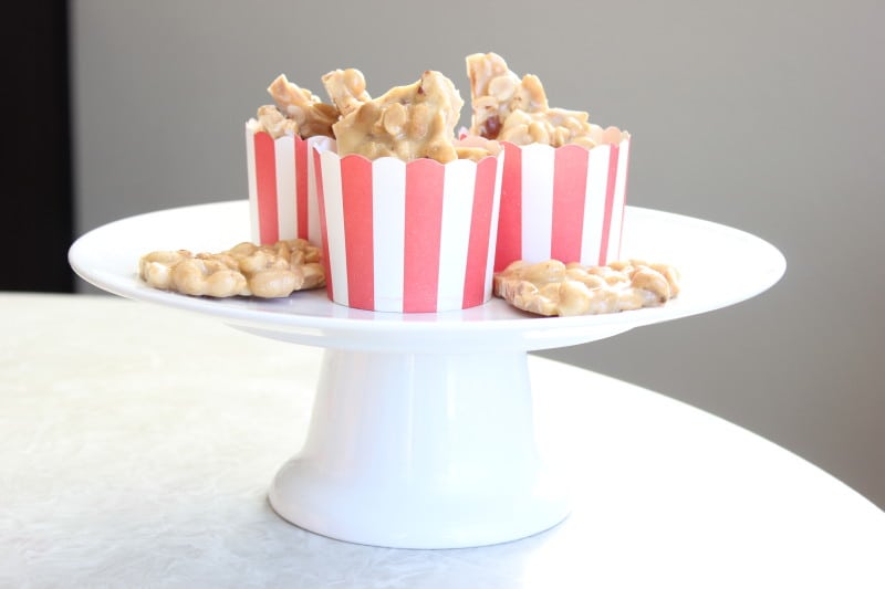 small cups of peanut brittle