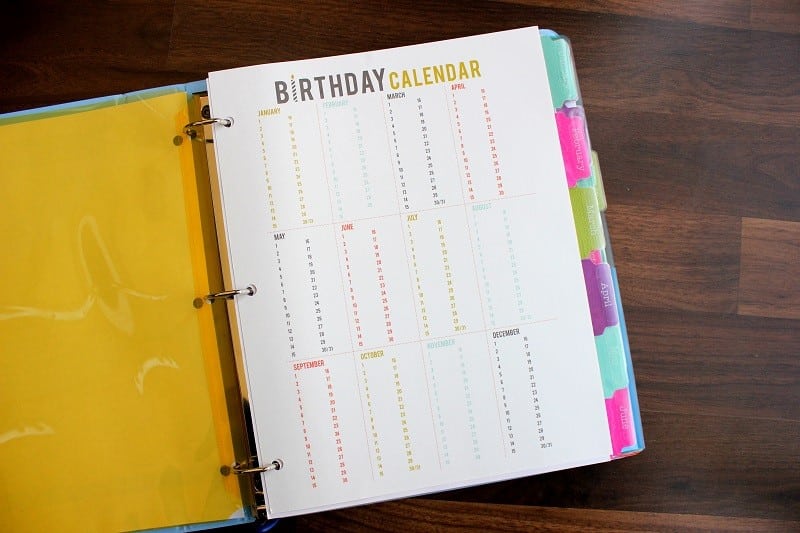 birthday printable for planner