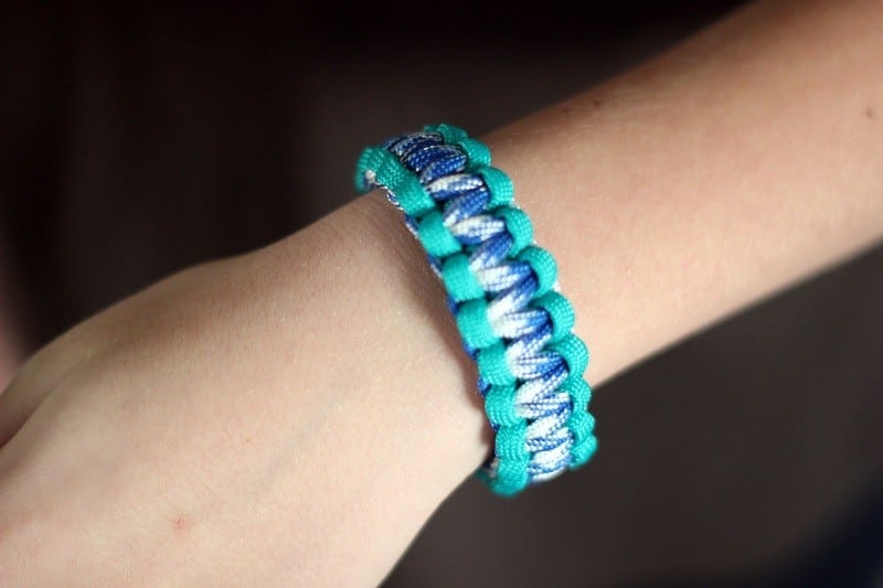 blue and teal bracelet on wrist