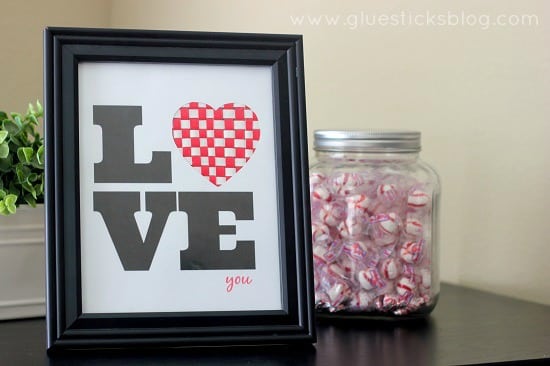 duct tape love sign in black frame