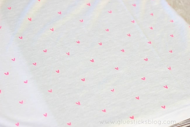 white shirt with fabric pen hearts