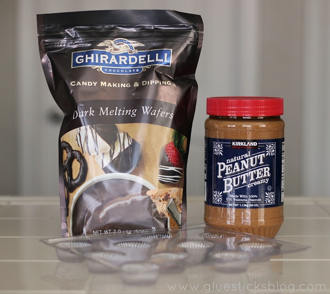 bag of melting chocolates and jar of peanut butter