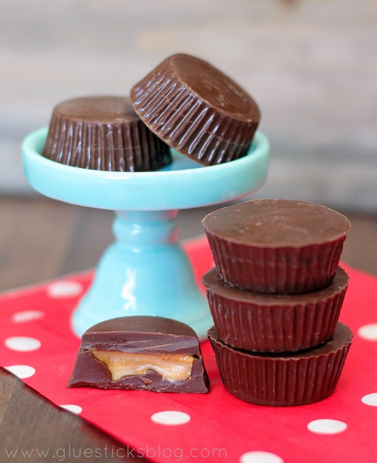 small cake stand and peanut butter cups