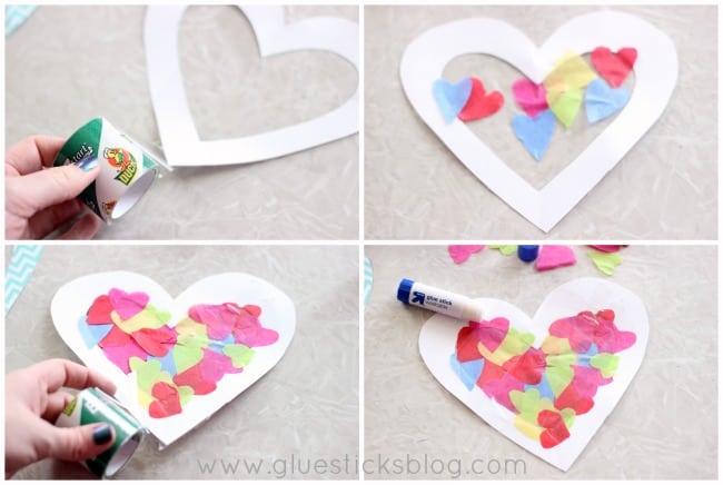 tissue paper on heart sun catcher