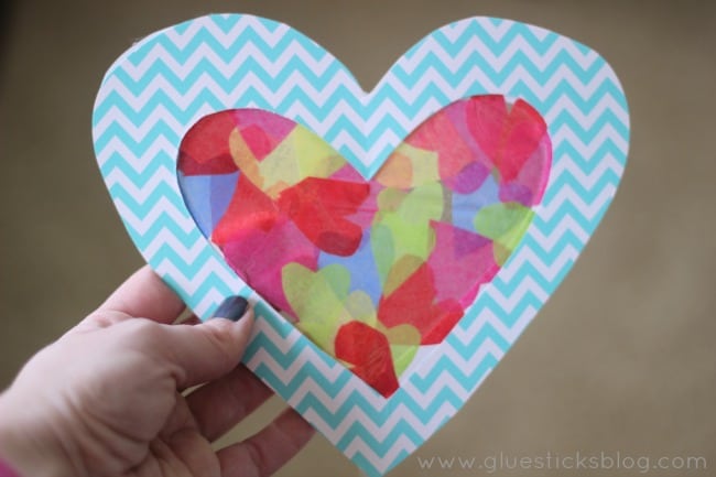 Tissue Paper Stained Glass Hearts