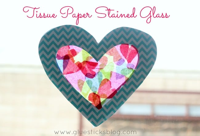 heart tissue paper sun catcher