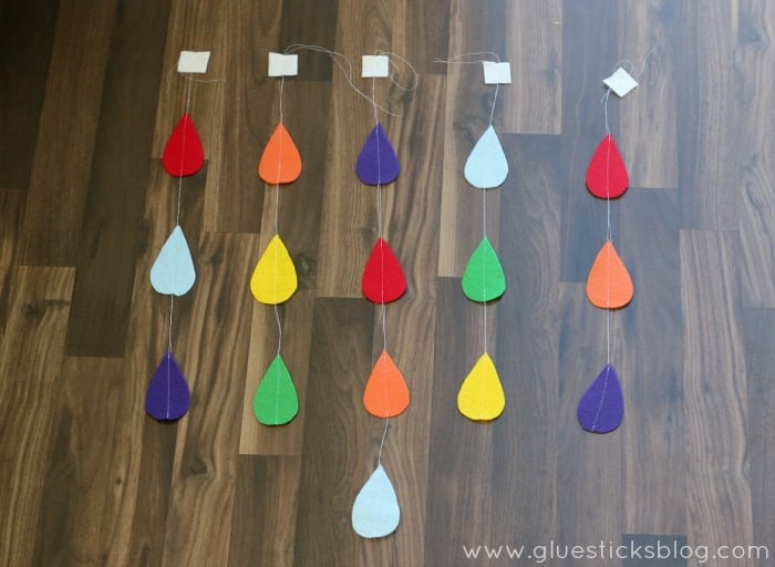 colorful felt rain drops 