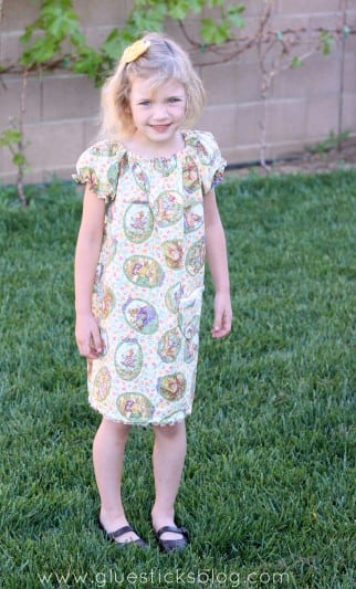 little girl in spring peasant dress