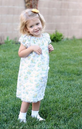 little girl in spring peasant dress