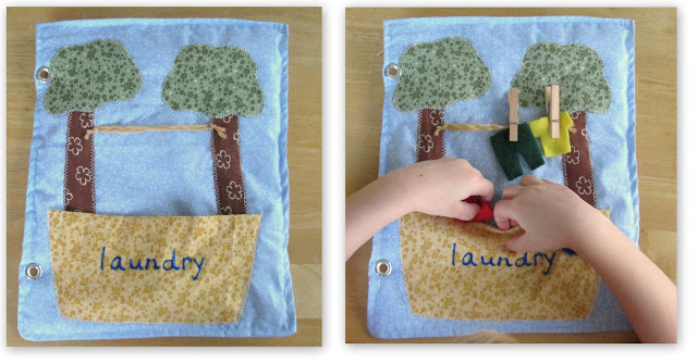 clothesline and hamper laundry quiet book page