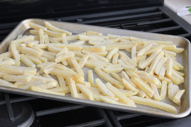 pan of unbaked fries