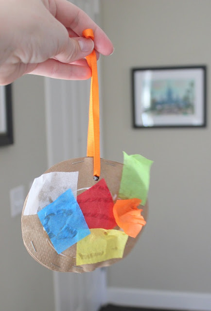 brown bag and tissue paper piñata