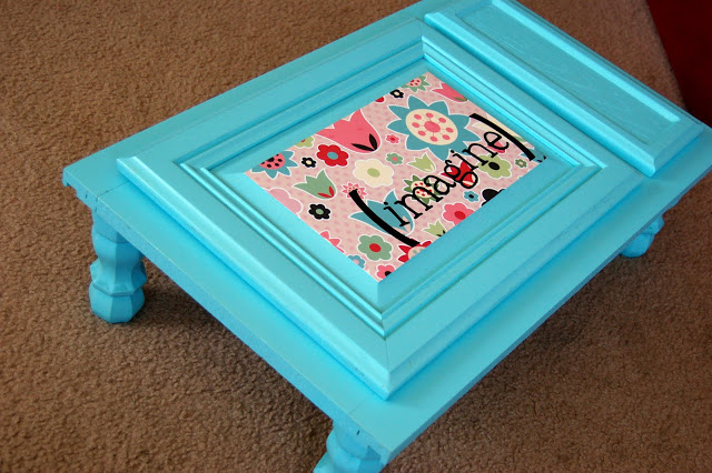 turquoise art desk made out cupboard door