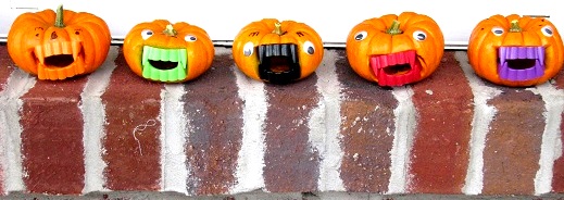 mini pumpkins with fangs