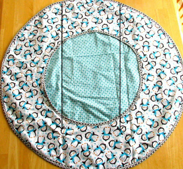 stitching two folding lines down play mat