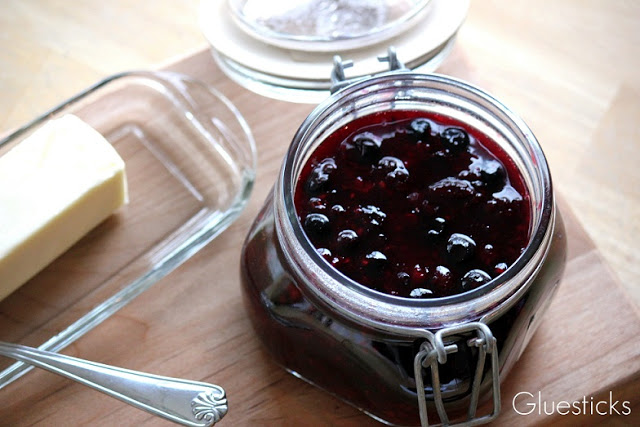 jar of blueberry sauce