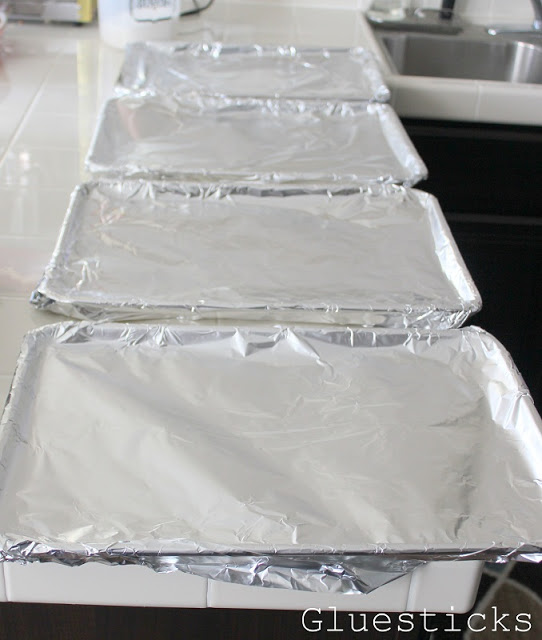baking sheets lined with foil