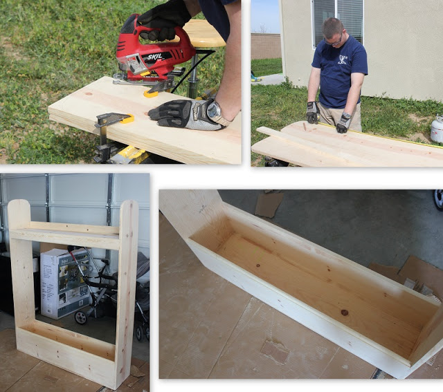 collage of dad cutting wood with saw