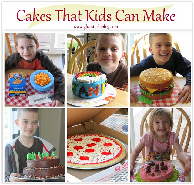 collage of cakes that kids can make