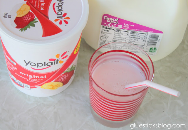yogurt smoothie with straw