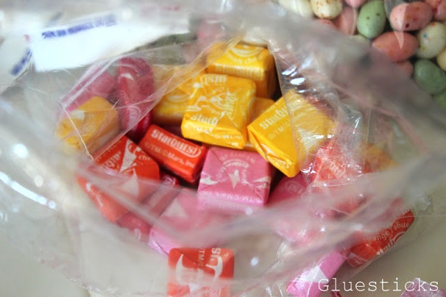 wrapped starburst candies in plastic bag
