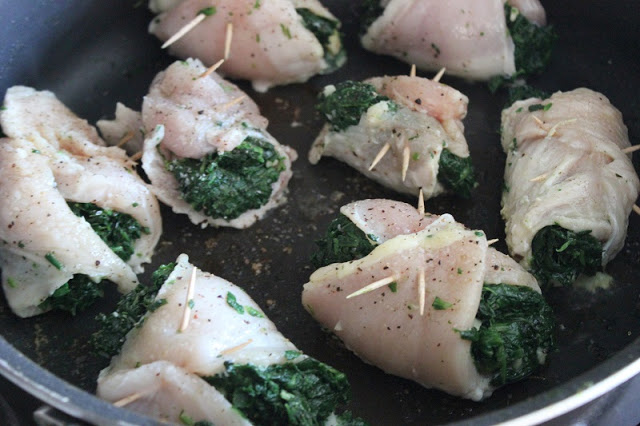 chicken rolled up with spinach