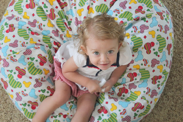 toddler on bean bag