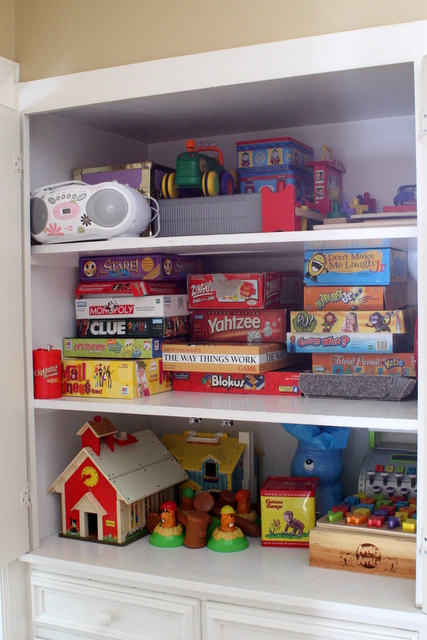 organized game closet