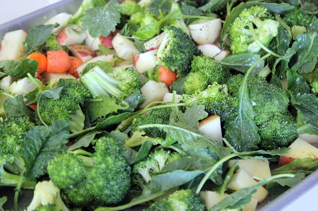 fresh vegetables on pan